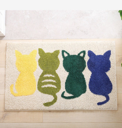 Four Cats Bathroom Rug, Non-Slip and Washable - Feblilac® Mat