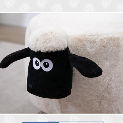 Feblilac Sean Plush Faux Fur Sheep Foot Stool