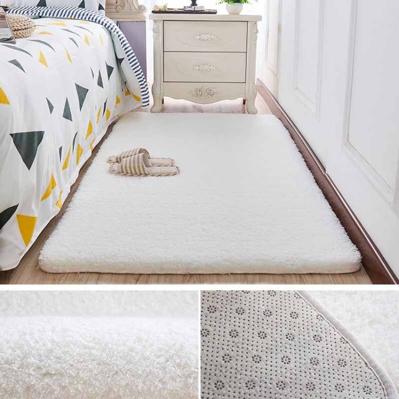 Feblilac Solid White Tufted Living Room Carpet Bedroom Mat