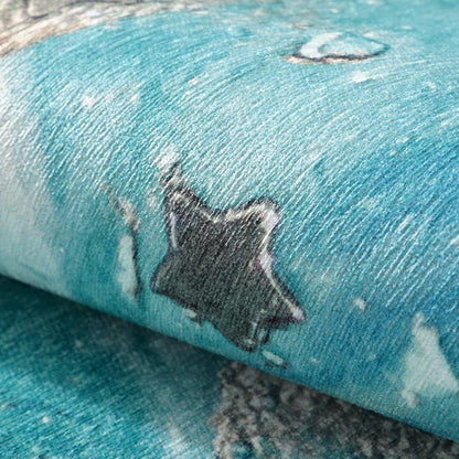 Feblilac Abstract Golden Cloud and Blue Sky Mat Rug Carpet - Feblilac® Mat