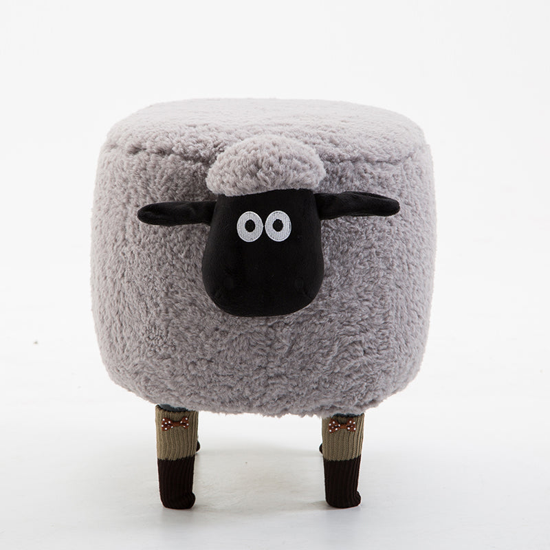 Feblilac Sean Plush Faux Fur Sheep Foot Stool