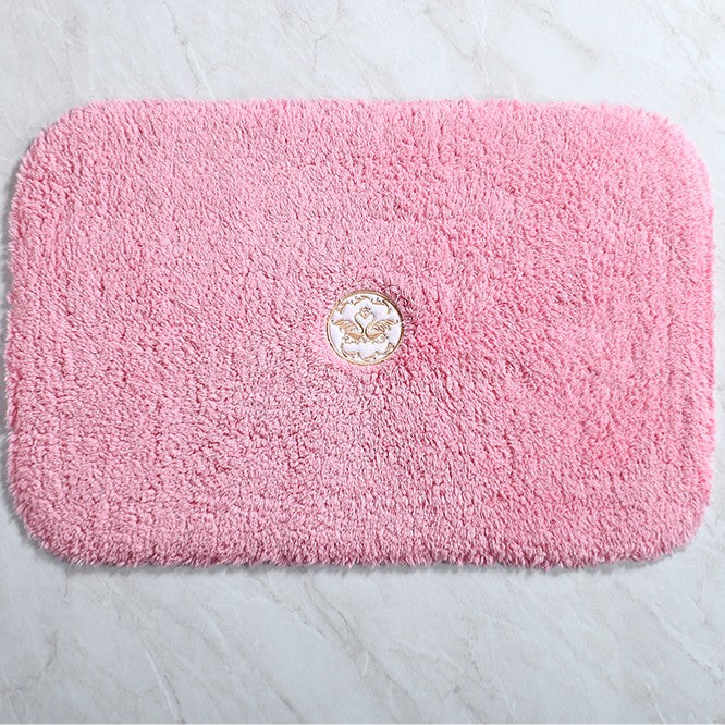 Feblilac Rectangular Solid Swan Embroidery Tufted Bath Mat - view 4
