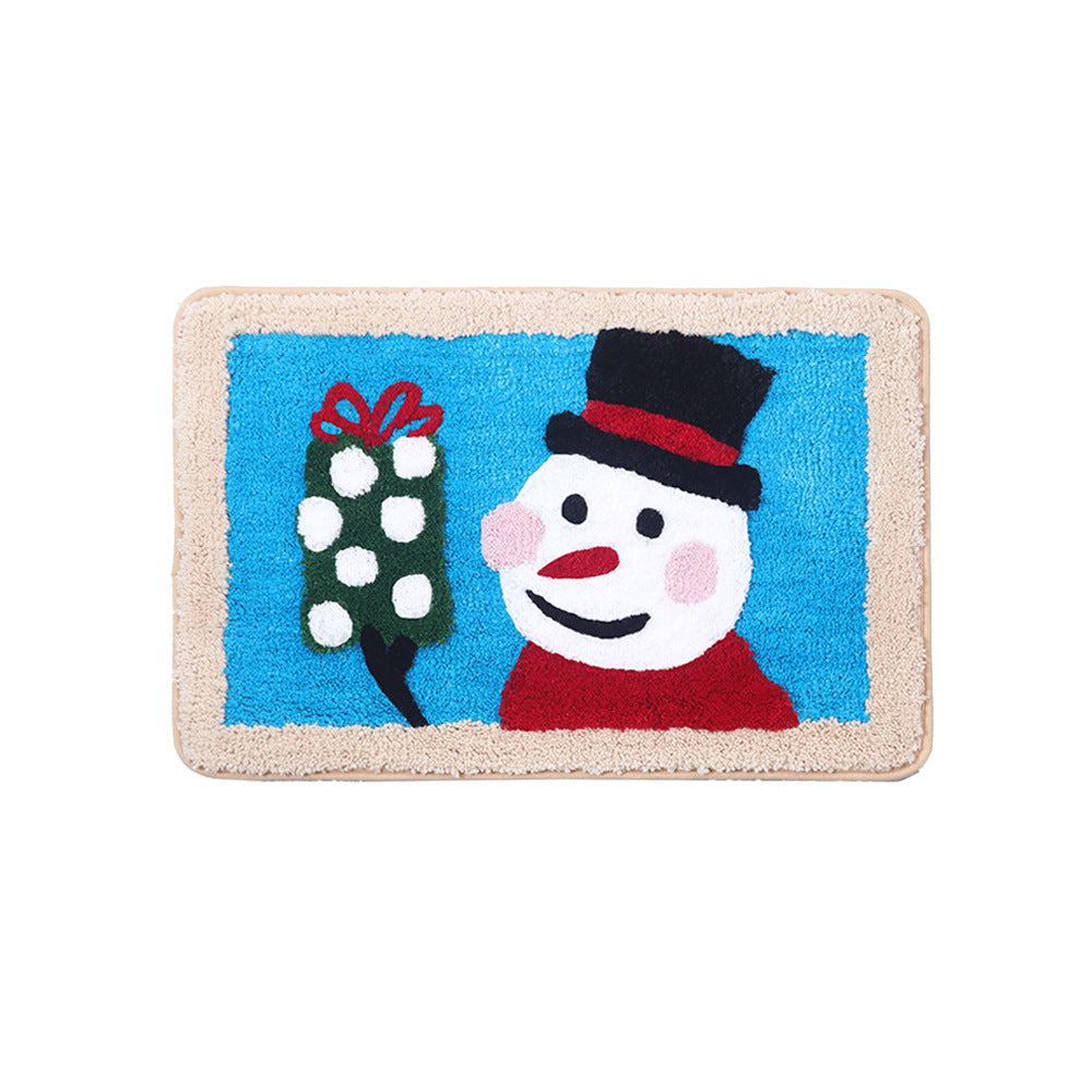 Feblilac Snowman Blue Ground Christmas Bath Mat - Feblilac® Mat