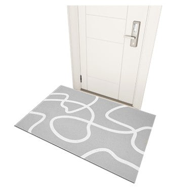 Feblilac Gray Geometric Pattern PVC Leather Entrance Door Mat