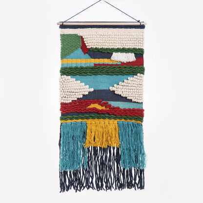 Feblilac Simple Geometric Tassel Tufted Tapestry