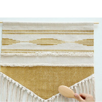 Feblilac Stripe Tassel Tufted Tapestry