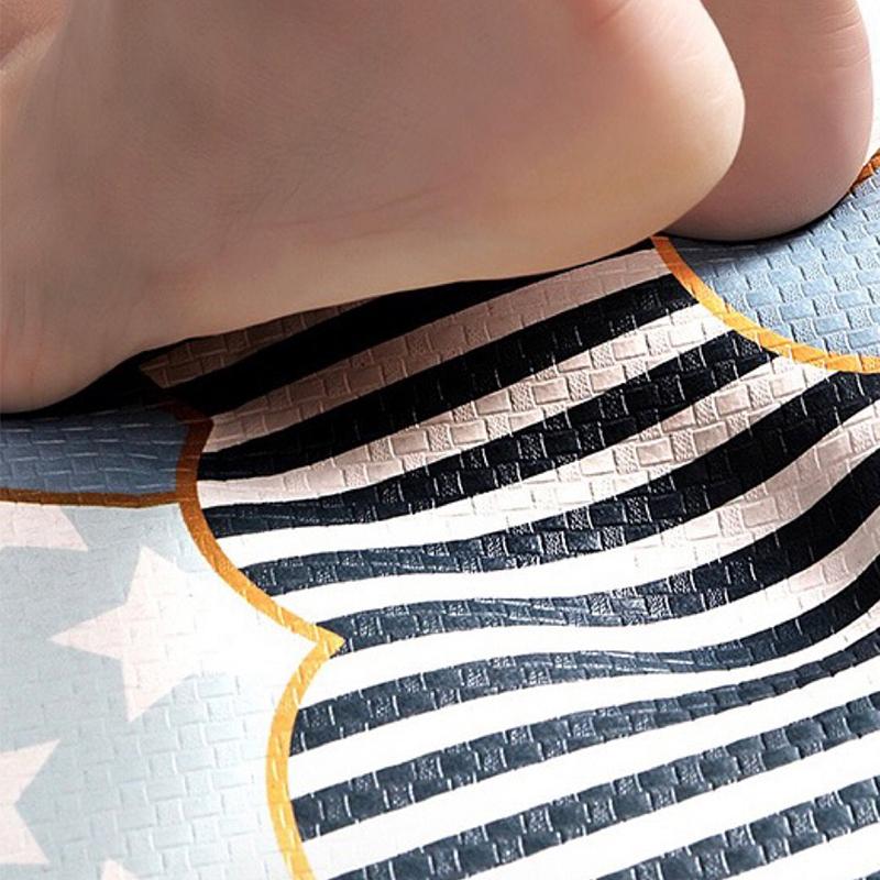 Feblilac Grey and Brown Stripe Happy Day PVC Leather Kitchen Mat - Feblilac® Mat