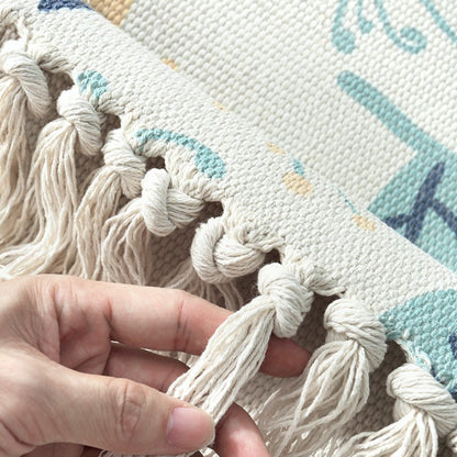 Feblilac Japanese Leaves Cotton Woven Bedroom Mat