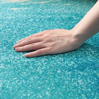 Feblilac Abstract Golden Cloud and Blue Sky Mat Rug Carpet - Feblilac® Mat