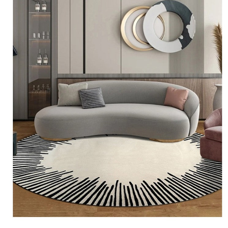 Feblilac Round Minimalist Lines Living Room Carpet