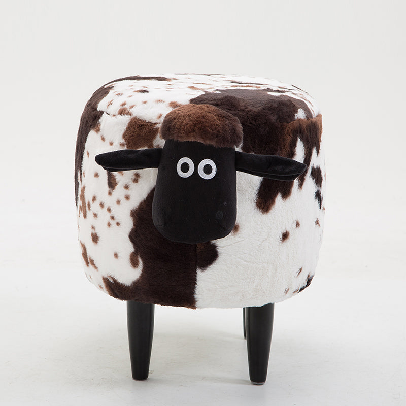 Feblilac Sean Plush Faux Fur Sheep Foot Stool