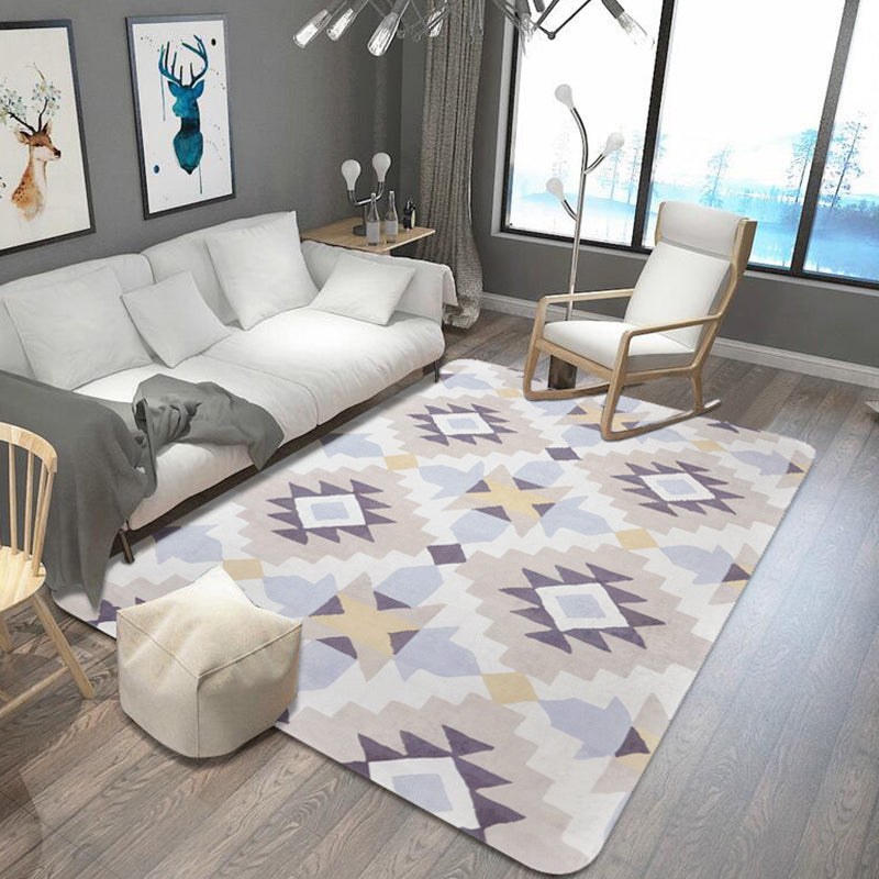 Southwestern Aztec Tokens Tribal Rug with Geometric Diamond Synthetic Anti-Slip Pet Friendly Area Rug for Living Room Blue Clearhalo 'Area Rug' 'Rugs' 'Southwestern' Rug' 1503978