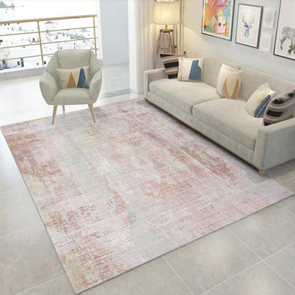 Modern Abstract Rug Light Pink Polyester Rug Washable Non-Slip Backing Area Rug for Bedroom Light Pink Clearhalo 'Area Rug' 'Modern' 'Rugs' Rug' 1578900