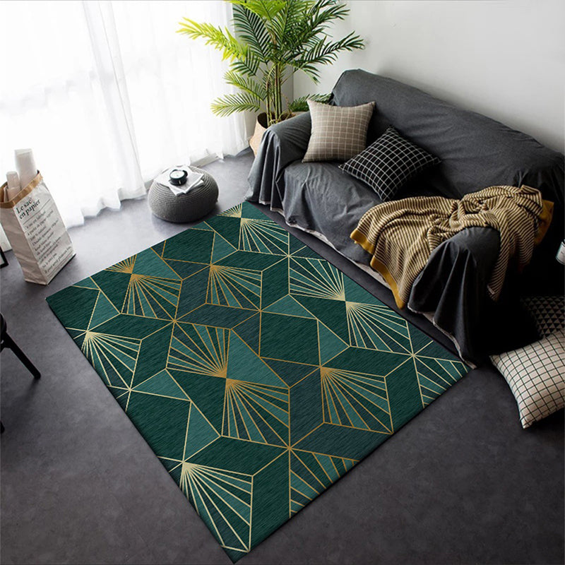 Nordic Modern Rug in Teal Geometry Rhombus Pattern Rug Polyester Machine Washable Carpet for Home Decoration Clearhalo 'Area Rug' 'Modern' 'Rugs' Rug' 1579559