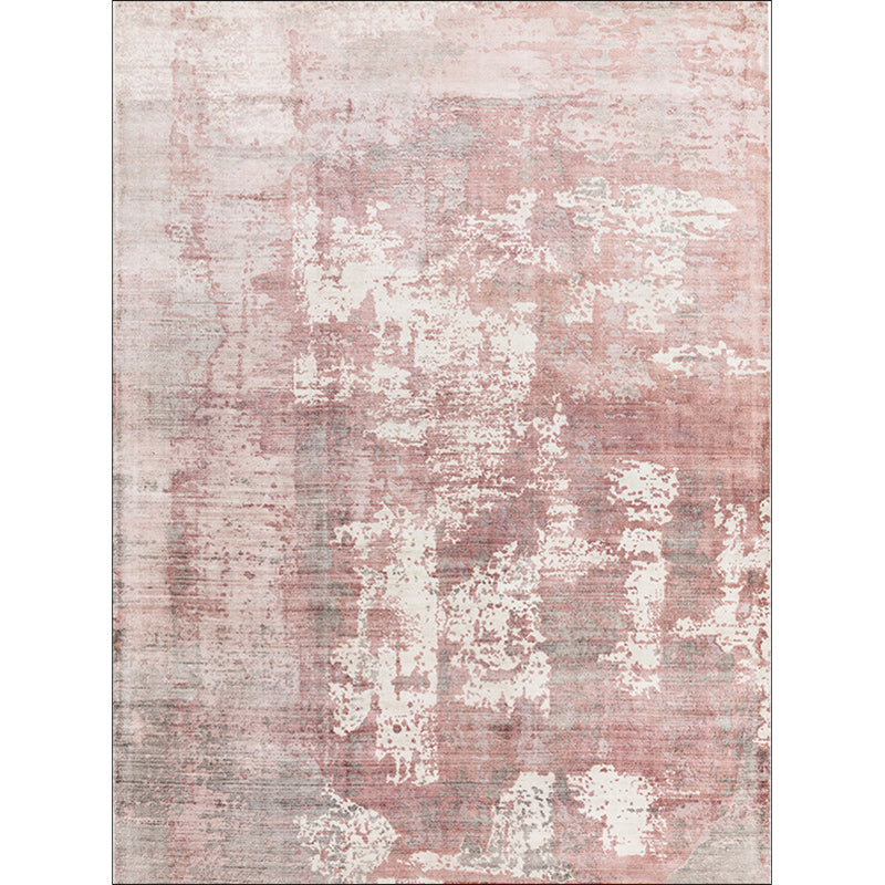 Green and Pink Modern Rug Polyester Abstract Rug Washable Non-Slip Backing Carpet for Living Room