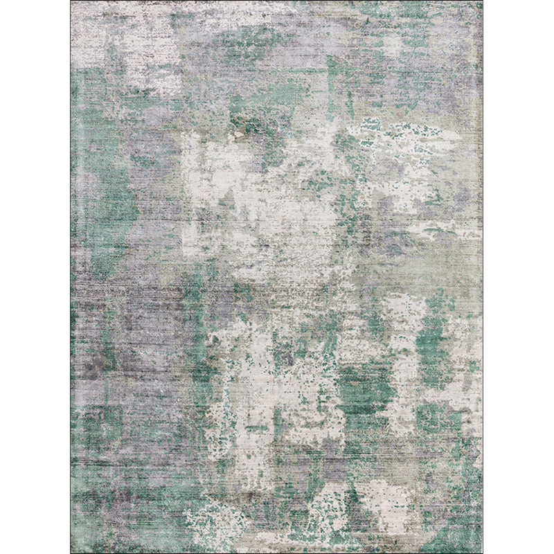 Green and Pink Modern Rug Polyester Abstract Rug Washable Non-Slip Backing Carpet for Living Room