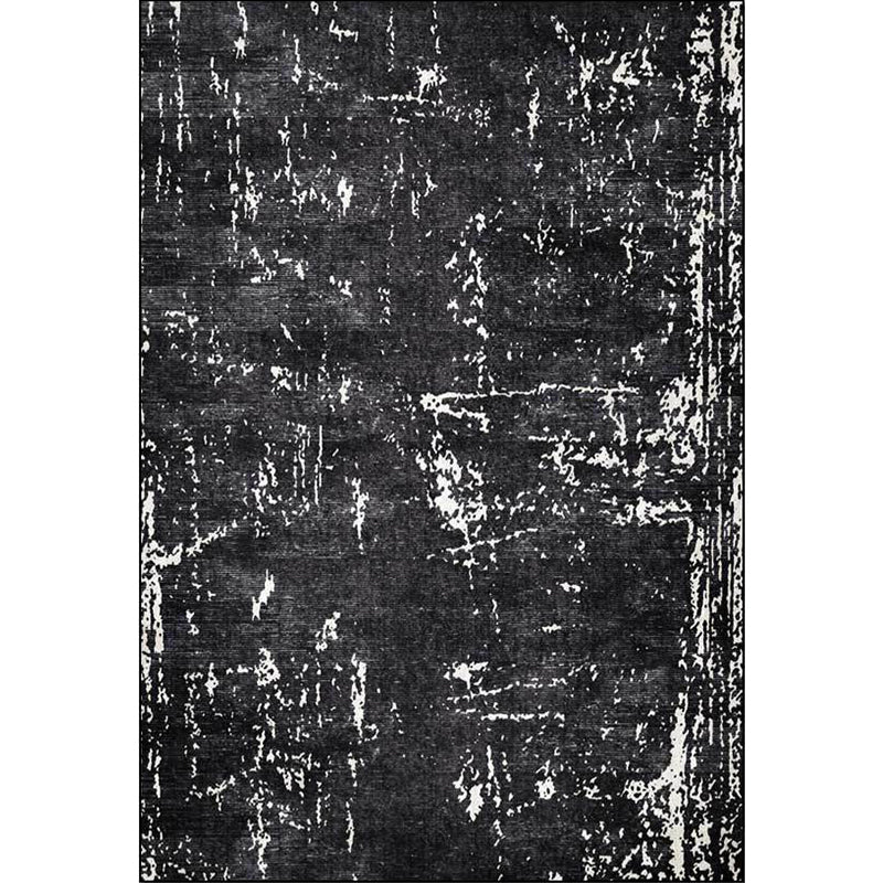 Black Industrial Rug Polyester Abstract Rug Washable Non-Slip Backing Carpet for Living Room - Clearhalo - 'Area Rug' - 'Rug' - 1583722