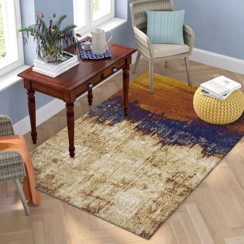 Brown Industrial Rug Polyester Oil Painting Print Rug Washable Non-Slip Backing Carpet for Living Room - Brown - Clearhalo - 'Area Rug' - 'Rug' - 1583802