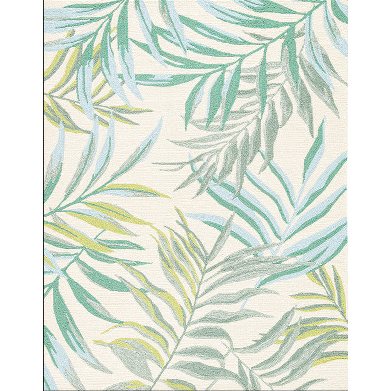 Tropical Botanical Pattern Rug with Leaf White and Yellow Polyester Rug Machine Washable Anti-Slip Area Rug for Bedroom Clearhalo 'Area Rug' 'Rug' 1583923