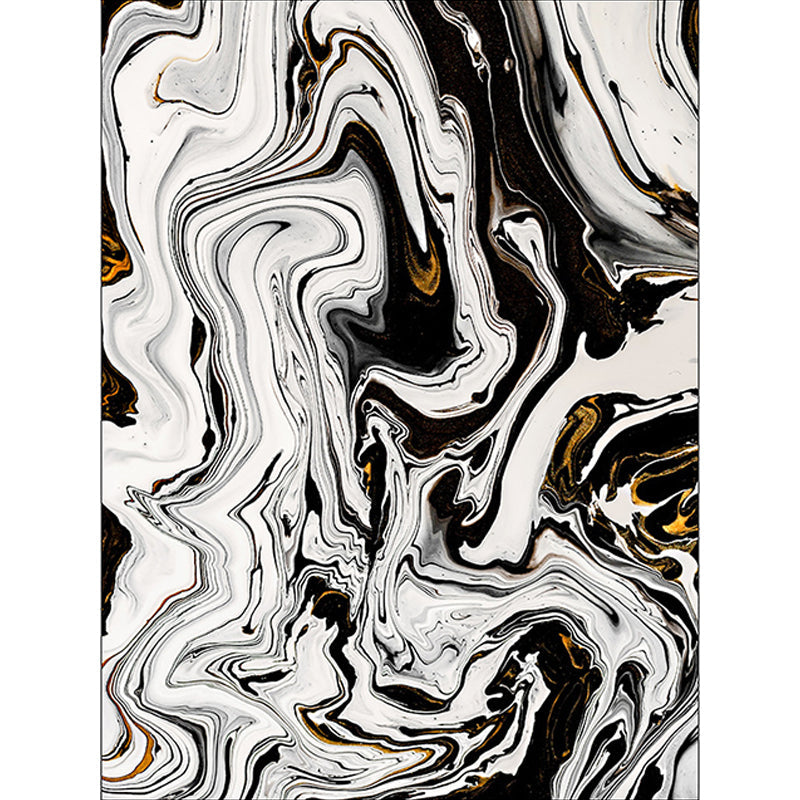 Black and White Bedroom Rug Modern Abstract Twisted Lines Pattern Area Rug Polyester Non-Slip Machine Washable Carpet - Clearhalo - 'Area Rug' - 'Modern' - 'Rugs' - Rug' - 1584083