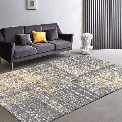 Funky Abstract Rug Grey Industrial Rug Polyester Washable Anti-Slip Backing Area Rug for Living Room