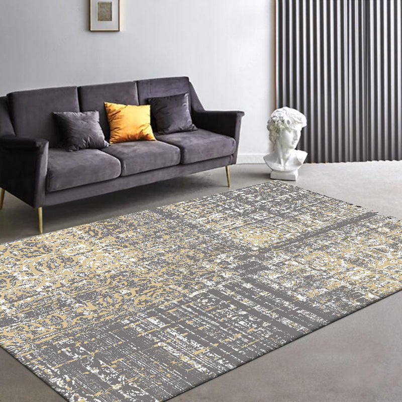 Funky Abstract Rug Grey Industrial Rug Polyester Washable Anti-Slip Backing Area Rug for Living Room - view 3