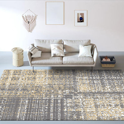 Funky Abstract Rug Grey Industrial Rug Polyester Washable Anti-Slip Backing Area Rug for Living Room