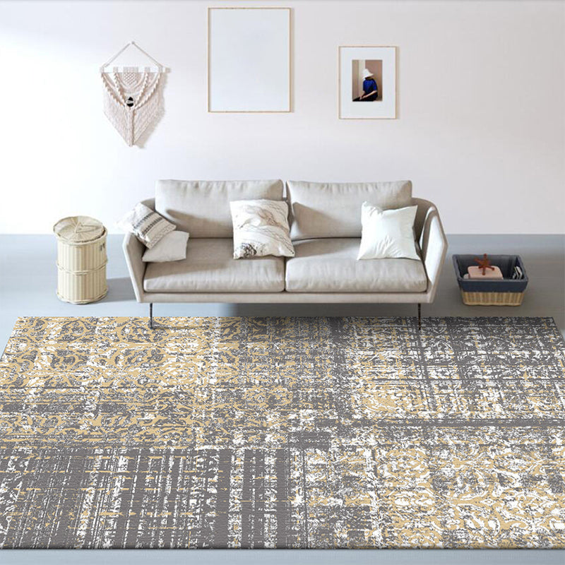 Funky Abstract Rug Grey Industrial Rug Polyester Washable Anti-Slip Backing Area Rug for Living Room - view 2