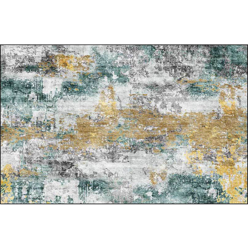 Unique Abstract Rug Golden and Green Industrial Rug Polyester Washable Anti-Slip Backing Area Rug for Living Room Clearhalo 'Area Rug' 'Rug' 1584702