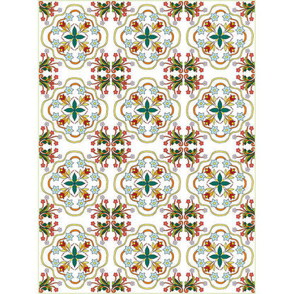 Ivory Bedroom Rug Moroccan Motif Pattern Area Rug Polyester Washable Stain-Resistant Carpet