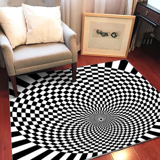 Black and White Bedroom Rug Novelty 3D Small Check Pattern Area Rug Polyester Non-Slip Pet Friendly Carpet - Clearhalo - 'Area Rug' - 'Rug' - 1584761