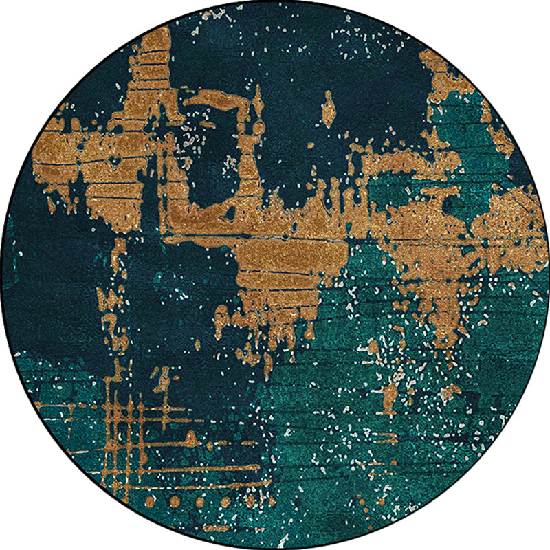 Green and Golden Industrial Rug Polyester Abstract Rug Washable Non-Slip Backing Carpet for Living Room - view 3