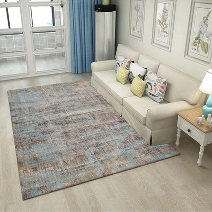 Brown and Blue Industrial Rug Polyester Abstract Rug Washable Non-Slip Backing Carpet for Living Room - Brown - Clearhalo - 'Area Rug' - 'Rug' - 1584792