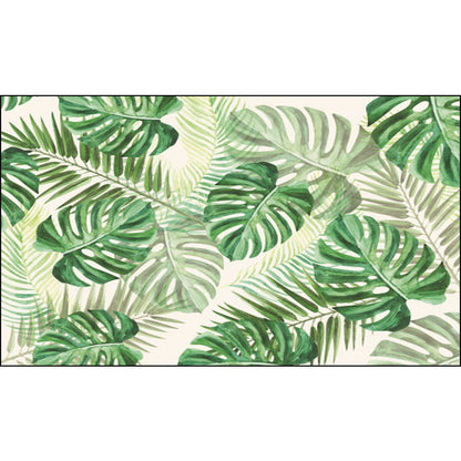 Funky Botanical Pattern Rug with Leaf Green Tropical Rug Polyester Washable Anti-Slip Backing Area Rug for Living Room