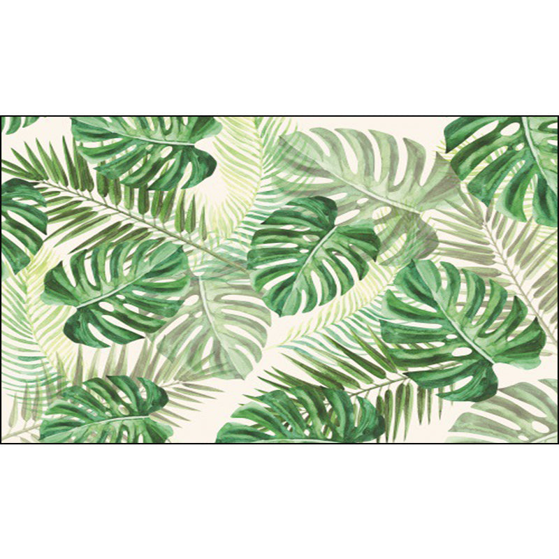 Funky Botanical Pattern Rug with Leaf Green Tropical Rug Polyester Washable Anti-Slip Backing Area Rug for Liv - view 3