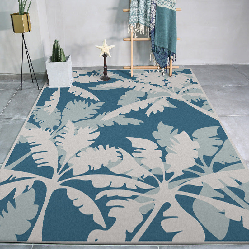 Simple Leaf Tree Print Rug Blue and Grey Polyester Rug Machine Washable Anti-Slip Area Rug for Bedroom Blue Clearhalo 'Area Rug' 'Rug' 1585057