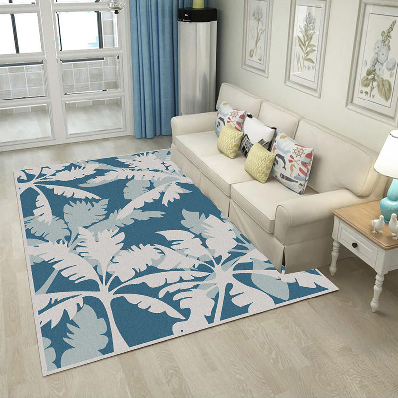 Simple Leaf Tree Print Rug Blue and Grey Polyester Rug Machine Washable Anti-Slip Area Rug for Bedroom Clearhalo 'Area Rug' 'Rug' 1585058