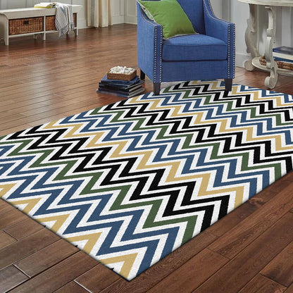 Colorful Bedroom Rug Novelty Chevron Pattern Area Rug Polyester Non-Slip Backing Carpet