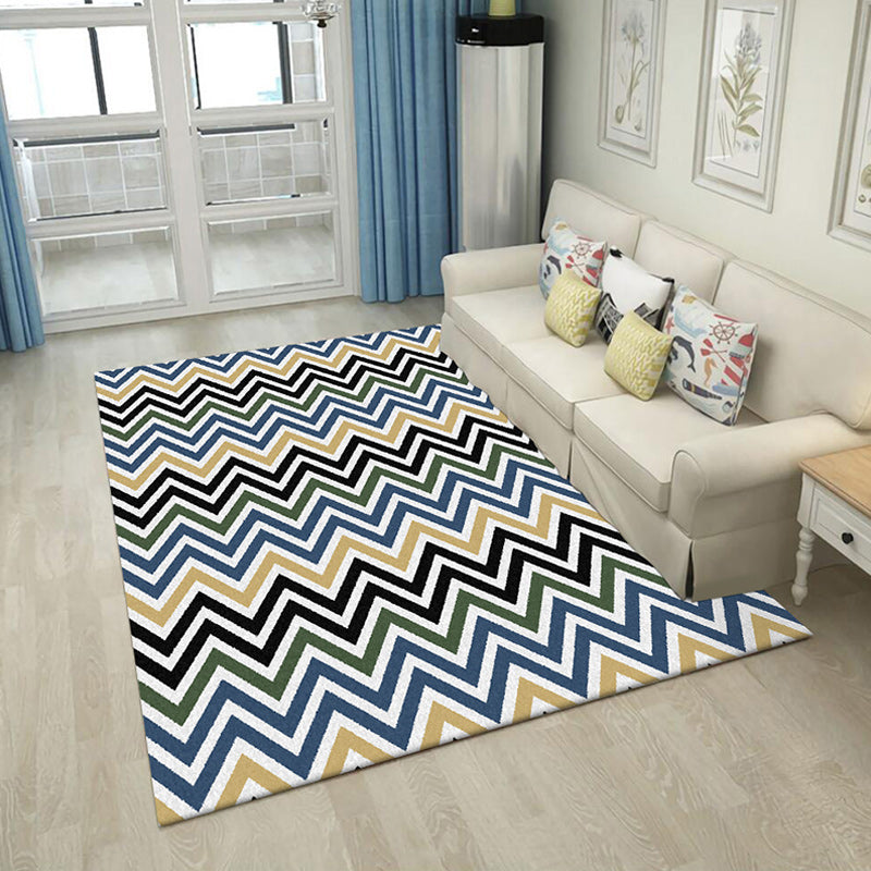 Colorful Bedroom Rug Novelty Chevron Pattern Area Rug Polyester Non-Slip Backing Carpet - view 2