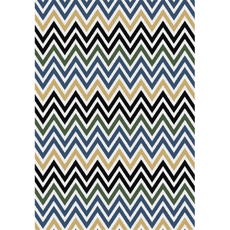 Colorful Bedroom Rug Novelty Chevron Pattern Area Rug Polyester Non-Slip Backing Carpet