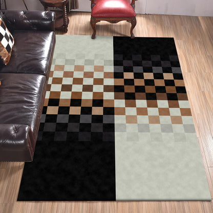 Black and Ivory Bedroom Rug Novelty Mosaic Color Block Pattern Area Rug Polyester Non-Slip Washable Carpet - Brown - Clearhalo - 'Area Rug' - 'Rug' - 1585593