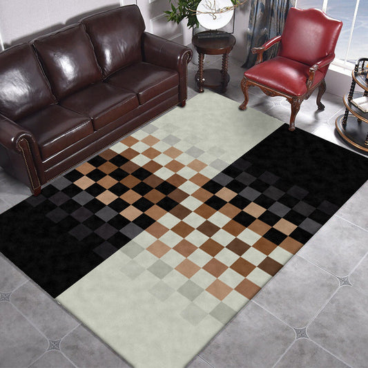 Black and Ivory Bedroom Rug Novelty Mosaic Color Block Pattern Area Rug Polyester Non-Slip Washable Carpet - Clearhalo - 'Area Rug' - 'Rug' - 1585594