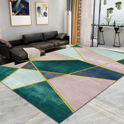 Pink and Green Contemporary Rug Polyester Colorblock Rug Washable Non-Slip Backing Carpet for Living Room Clearhalo 'Area Rug' 'Modern' 'Rugs' Rug' 1585985