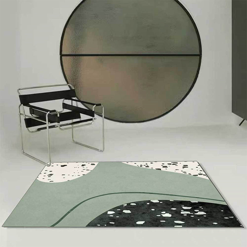 Novelty Abstract Rug Green Polyester Rug Washable Non-Slip Backing Area Rug for Living Room