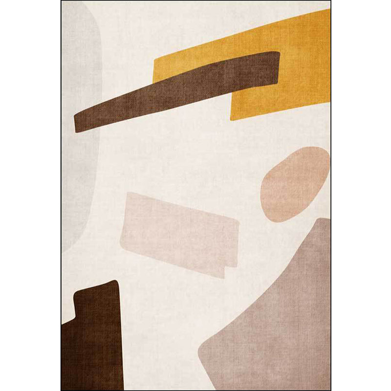 Beige and Brown Contemporary Rug Polyester Abstract Rug Machine Washable Non-Slip Backing Carpet for Living Room - Clearhalo - 'Area Rug' - 'Rug' - 1596844