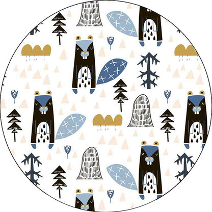 White Child's Room Rug Kids Animal Squirrel Tree Triangle Pattern Area Rug Polyester Washable Non-Slip Carpet Clearhalo 'Area Rug' 'Rug' 1596900