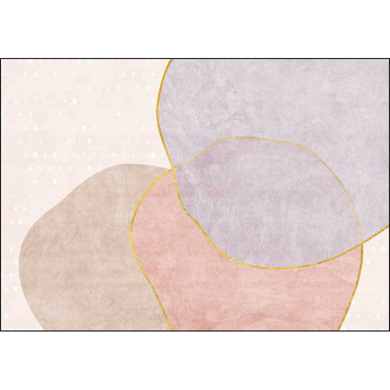 Novelty Living Room Rug in Pink Colorblock Print Rug Polyester Non-Slip Washable Area Rug - view 3