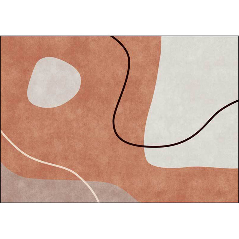 Orange Bedroom Rug Novelty Color Block Irregular Shape Line Pattern Area Rug Polyester Stain-Resistant Carpet - view 3