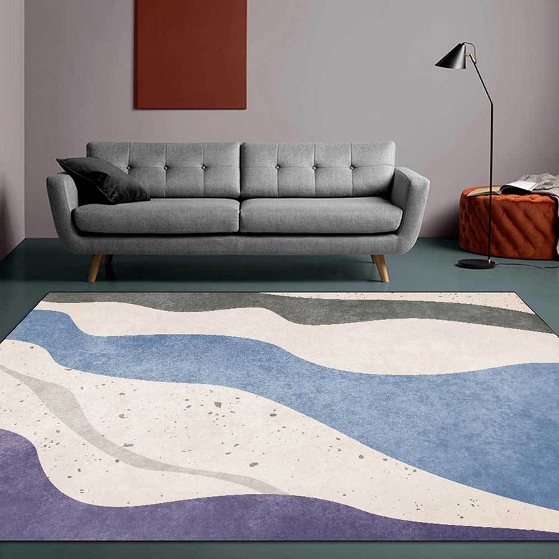 Modern Novelty Rug in Ivory Colorblock Wave Pattern Rug Polyester Non-Slip Backing Carpet for Home Decoration - Clearhalo - 'Area Rug' - 'Rug' - 1597141