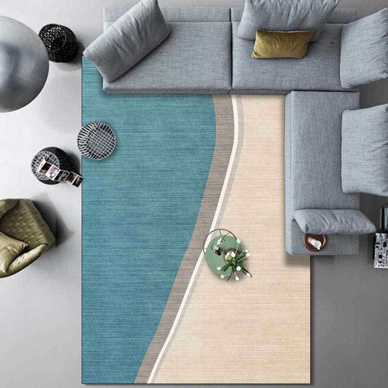 Colorful Bedroom Rug Novelty Color Block Pattern Area Rug Polyester Washable Anti-Slip Carpet